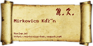 Mirkovics Kán névjegykártya